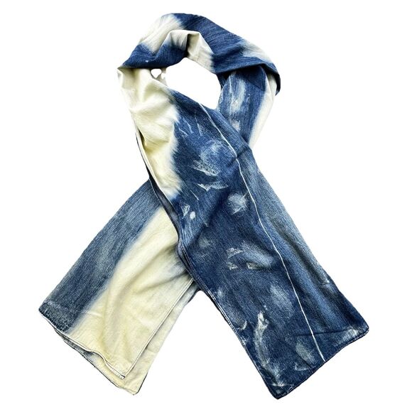 Denim & Supply Ralph Lauren Scarf Blue Cotton Denim Tie Dye 20"x72" - Picture 1 of 6